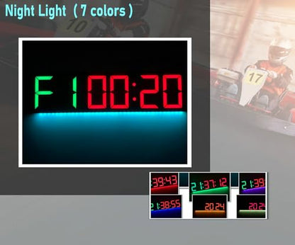 26'' Huge Digital Wall Clock, Home Gym Interval Workout Timers, with Countdown, Stopwatch, 7-Color Light, 8-Alarms, Calendar/Temperature Display, for HIIT/Tabata/FGB/EMOM (Green)