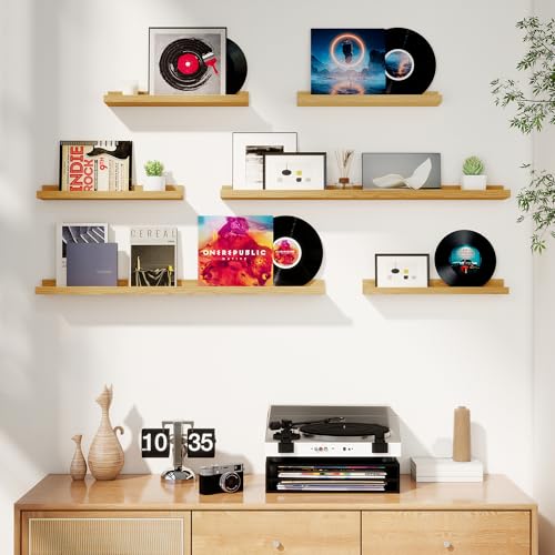 Picture Ledge Shelf, Floating Shelves for Wall Decor, Oak, Set of 6, 36'' - color: Oak, size: 36 inch