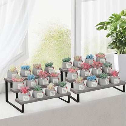 YINMIT Wooden Display Riser Stand, Tiered Perfume and Cologne Organizer Stand, 3 Tier Spice Rack Organizer, Rustic Display Shelf for Candles (3 Tier,2Pack,Grey) - color: 3 Tier,2 Pack,Grey