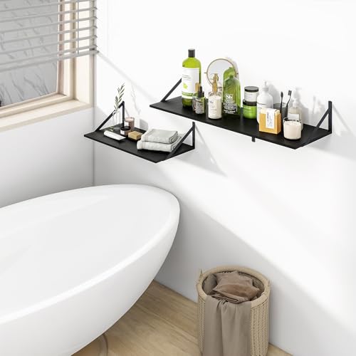 Heimlove 36W x 12D Deep Floating Shelves Set of 2 Black - color: Black With Black Metal Bracket, size: 36Wx12Dx5.8H