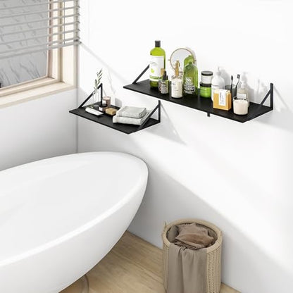 Heimlove 36W x 12D Deep Floating Shelves Set of 2 Black - color: Black With Black Metal Bracket, size: 36Wx12Dx5.8H