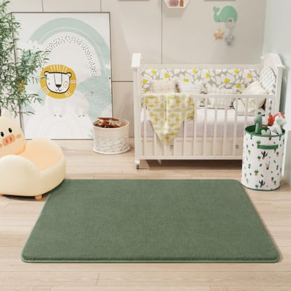 Amearea Modern Washable Runner Rugs, 2x4 Sage Green Bedroom Runner Rug - color: Sage Green, size: 2' x 4' (Runner)