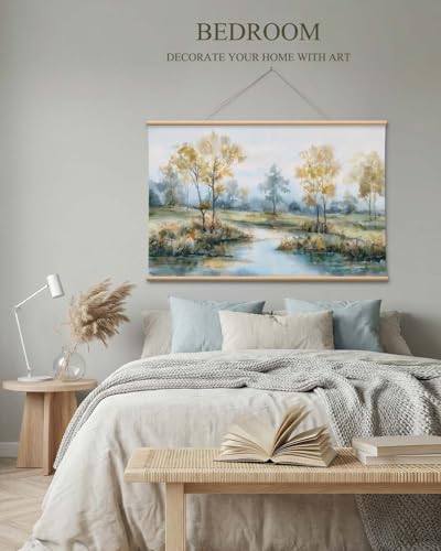 VIYYIEA Extra Large Canvas Wall Art - Watercolor River Landscape, 36x54 - color: Watercolor Marshland