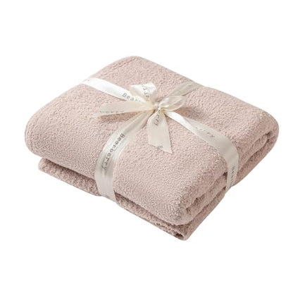 bearberry Knit Throw Blanket 60x80 Beige Super Soft Plush for Couch - color: Beige, size: Twin(60″x80″)