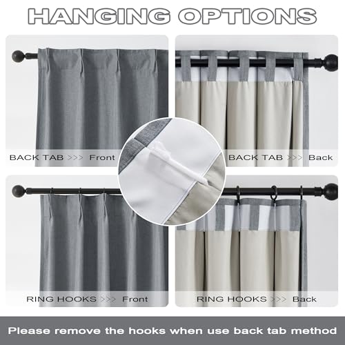DUALIFE Full Blackout Pinch Pleated Curtains Dark Grey, Back Tab with Hooks, Thermal Insulated Track Curtains for Bedroom Living Room,40" Wx84 L, 2 Panels - color: Charcoal Grey, size: 40"W x 84"L (Pack of 2)