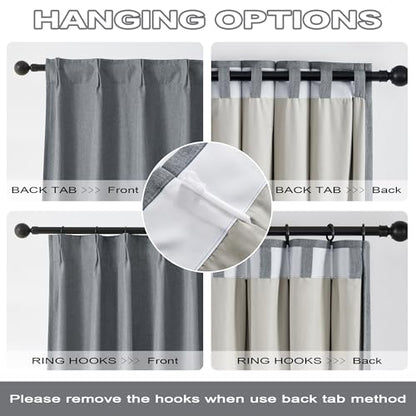 DUALIFE Full Blackout Pinch Pleated Curtains Dark Grey, Back Tab with Hooks, Thermal Insulated Track Curtains for Bedroom Living Room,40" Wx84 L, 2 Panels - color: Charcoal Grey, size: 40"W x 84"L (Pack of 2)