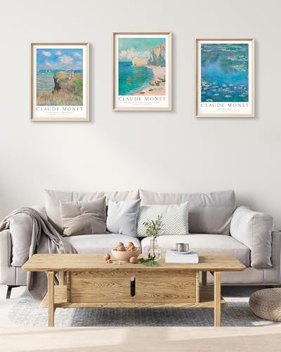 HesenDot Framed Wall Art, Claude Monet Impressionism Canvas Prints Set - color: Framed Monet Waterlily, size: 16"L x 12"W