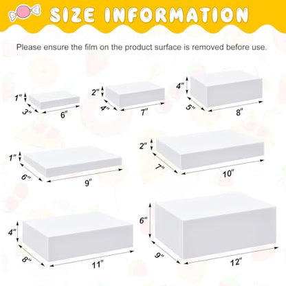Leinuosen 7 Pcs Large Acrylic Buffet Risers, 6-12" Rectangle, White - color: White, size: 6" to 12", style: Rectangle