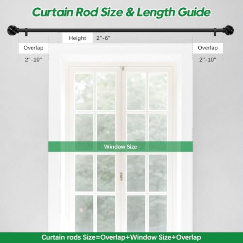 LLPJS Curtain Rods 16-136", 1 in Adjustable Black Rod with Finials, 1 Pack - color: Black, size: 16" to 136" - 1 pack