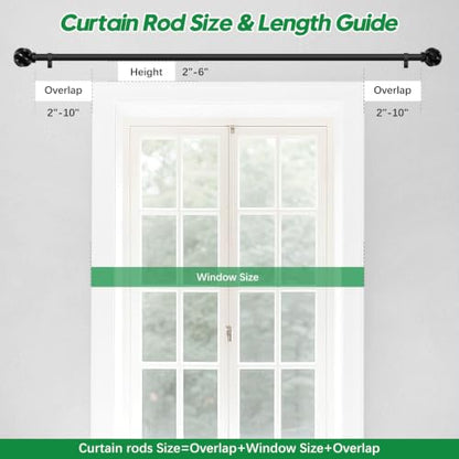 LLPJS Curtain Rods 16-48", 1 in Adjustable Black Rod with Finials, 1 Pack - color: Black, size: 16" to 48" - 1 pack