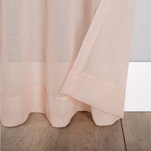 No. 918 Genevieve 2-pack 2-pack Linen Weave Sheer Semi-Sheer Grommet Curtain Panel Pair, 50" x 63", Blush Pink - color: Blush Pink, size: 50"W x 63"L (Pack of 2)