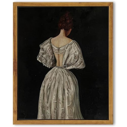 SHENIFY Vintage Framed Canvas Wall Art Medieval Lady Classic Home Decor Farmhouse Kitchen Office Decor - 8x10in Natural Framed - color: 17th Century Lady, size: 10"L x 8"W