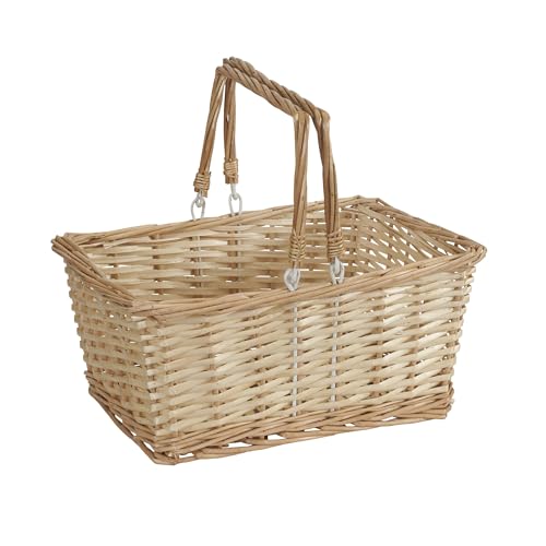 Household Essentials Woven Market Basket, Handwoven Willow Weave, Stylish Handles with Durable Metal Anchors, Classic and Versatile, Attractive, Spacious, Lightweight, Natural - color: Natural