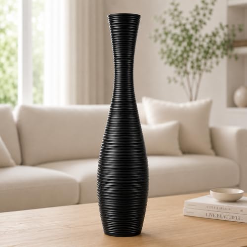 Leewadee Large Floor Vase 20 inches Polyresin for Pampas Grass, Dried Flowers - color: Black, size: 20 inches