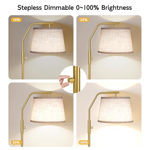 SUNMORY Floor Lamps for Living Room, 0-100% Dimmable Standing Lamp - color: Gold