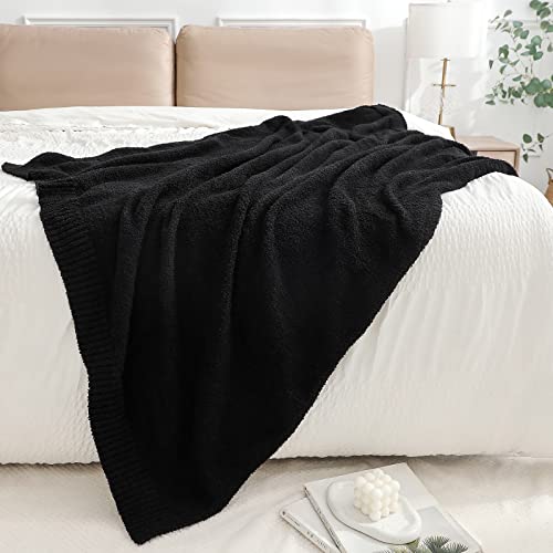 bearberry Knit Throw Blanket 40x50 Black Super Soft Plush for Couch - color: Black, size: Kids(40″x50″)