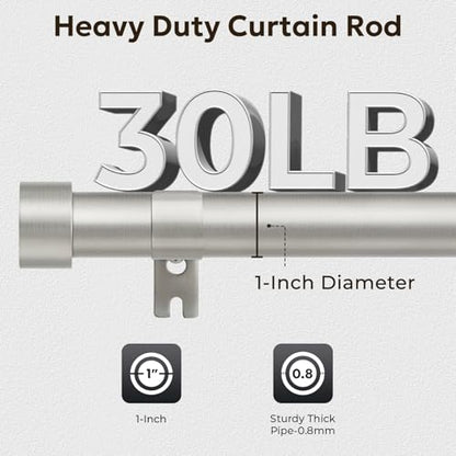 Zeerobee 1 Inch Modern Curtain Rod, Brushed Nickel, 32"-86" - color: Brushed Nickel, size: 32"-86"