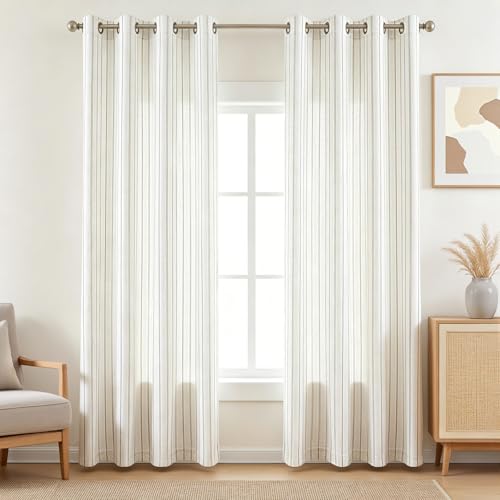 Grey Striped Linen Curtains,Light Filtering Drapes,2 Panels,52x90 - color: Grey, size: 52"W x 90"L (Pack of 2)