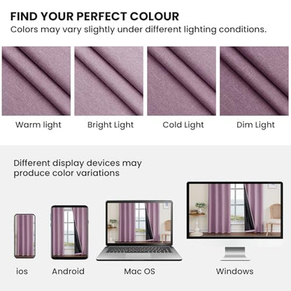Faux Linen 100% Blackout Curtains, 52" W x 108" L (2 Panels) - color: Light Purple, size: 52"W x 108"L (Pack of 2)