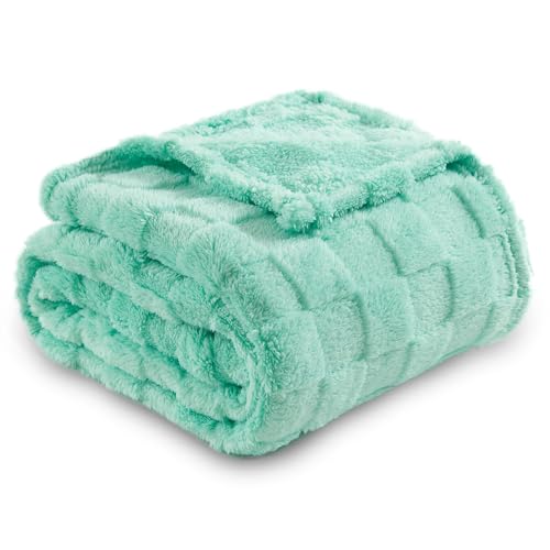 NEWCOSPLAY 3D Checkered Flannel Throw Blanket, Aqua Checkered, 50"x70" - color: Aqua Checkered, size: Throw(50"x70")