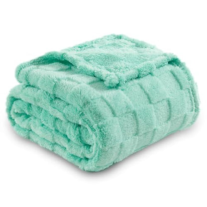 NEWCOSPLAY 3D Checkered Flannel Throw Blanket, Aqua Checkered, 50"x70" - color: Aqua Checkered, size: Throw(50"x70")
