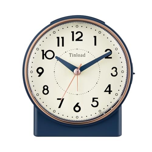 Tinload 4.3" Retro Analog Alarm Clock, Vintage Decor, No Ticking Silent, Easy to Set, Gradual Rise Alarm, On/Off Switch on Side, Gentle Wake, Snooze, Lighted on Demand, Battery Operated, Retro Blue - color: Retro Blue
