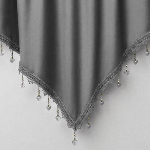Molaxhome Swag Curtain Scalloped Curtain Valance Drape Sheer Lace Panel 1pc - color: Cloth Grey