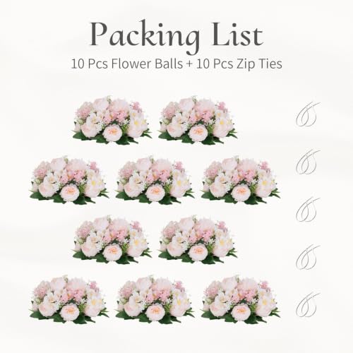 Flower Balls Centerpieces for Tables: Pink Silk Rose, 10Pcs - color: Pink & Purple, size: 10 PCS