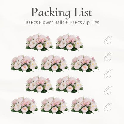 Flower Balls Centerpieces for Tables: Pink Silk Rose, 10Pcs - color: Pink & Purple, size: 10 PCS