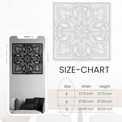 Metal Wall Decor | 17'' x 17'' x 0.05'' Mandala Art Themed Wall Decorations | Handmade Indoor and Outdoor Wall Art (17'' x 17'', Mandala, Black) - size: 17'' x 17'', style: Mandala