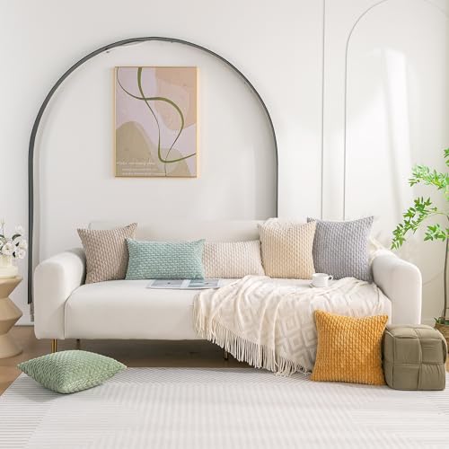 Set of 4 Neutral Decorative Throw Pillow Covers 18x18 Inch Corduroy Pillow Covers for Bed Couch Sofa Living Room Soft Square Cushion Cases - color: Neutral, size: 18" x 18" (Pack of 4)