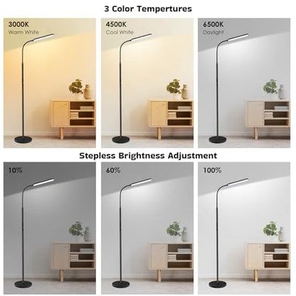 Dimunt LED Floor Lamp, Stepless Adjustable 3000K-6000K Colors, Black - color: Black