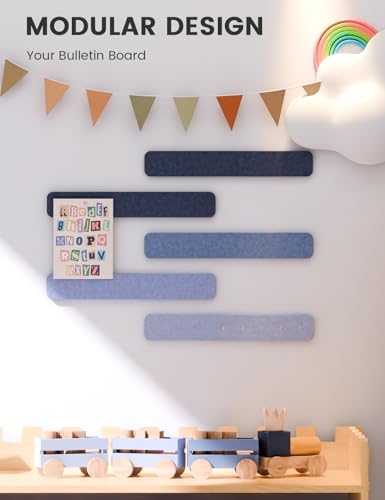Fluxynara 13" x 2" Felt Wall Panels, Denim Mist - color: Denim Mist, size: 5-pack