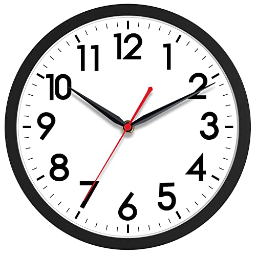 AKCISOT 14 Inch Wall Clock, Silent Battery Operated Analog Clock, Black - color: A_black, size: 14 Inch