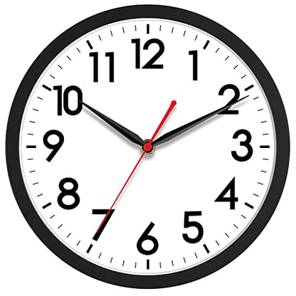 AKCISOT 14 Inch Wall Clock, Silent Battery Operated Analog Clock, Black - color: A_black, size: 14 Inch