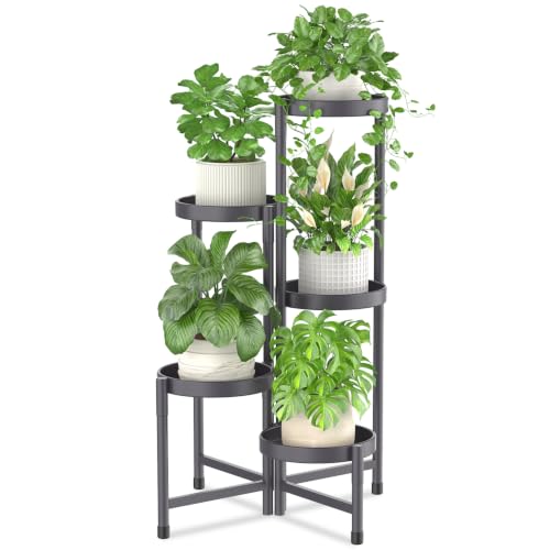 iDavosic.ly Plant Stand Indoor Outdoor, 5 Tier Metal Corner Shelf, Gray - color: Dark Gray, size: 5 Tiers