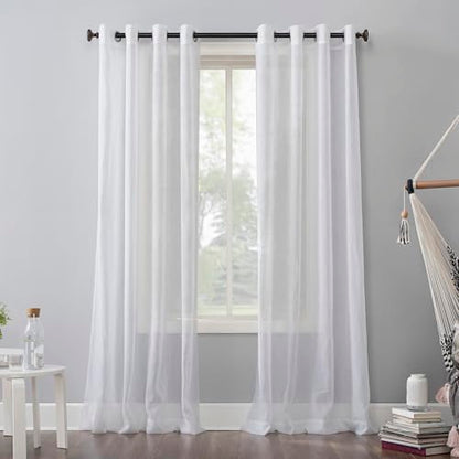 No. 918 Erica Crushed Sheer Voile Grommet Curtain Panel 84.00" x 51.00" - color: White, size: 51"W x 84"L (Pack of 1)