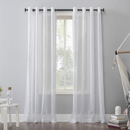 No. 918 Erica Crushed Sheer Voile Grommet Curtain Panel 84.00" x 51.00" - color: White, size: 51"W x 84"L (Pack of 1)