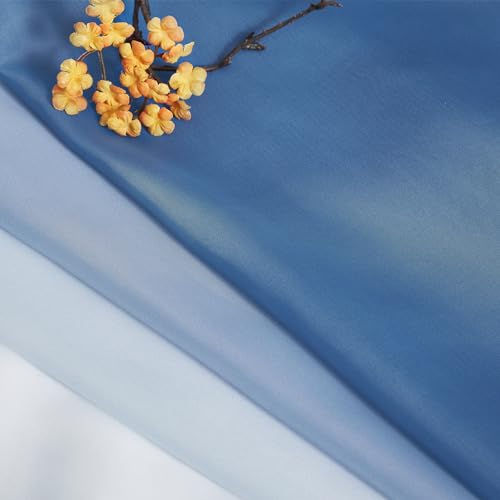 NICETOWN Navy Blue Ombre Sheer Scarf Curtains Valances, Elegant Backdrop Voile Texture for Indoor Outdoor Wedding Ceremony/Party/Pergola Canopy, Set of 2, W60 x L216 - color: Ombre Navy Blue