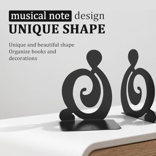 4 Pair Book Ends, Metal BookEnds Heavy Duty bookend (Black 4 Pair) - size: Black 4 Pair