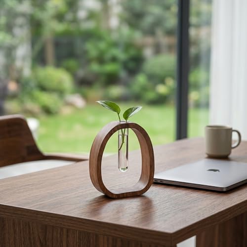 Wooden Frame Glass Test Tube Vase,Hydroponic Propagation Station