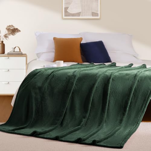 BEAUTEX Fleece Throw Blanket for Couch Sofa Bed Soft Fuzzy Plush - color: Emerald Green, size: Throw