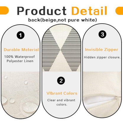 Outdoor Pillows Covers 12x20 Waterproof,Grey and Beige Set of 4(No Insert) - color: Grey and Beige, size: 20" x 12" (Pack of 4)
