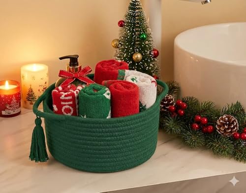 Small Gift Basket Empty to Fill with Gifts Bag & Ribbon, Green - color: Forest Green, size: 1 Pack