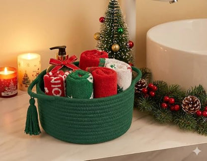 Small Gift Basket Empty to Fill with Gifts Bag & Ribbon, Green - color: Forest Green, size: 1 Pack