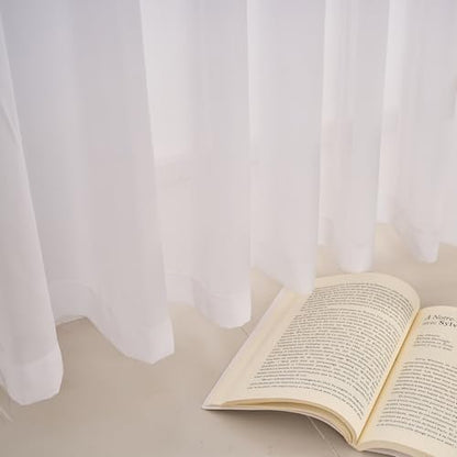 Pinch Pleated Sheer Curtains 84 Inch 2 Panels for Living Room Bedroom - color: Pure White, size: 52"W x 84"L (Pack of 2)