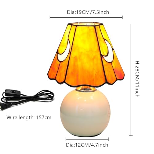Tiffany Lamp Stained Glass Table Lamp Moon Mushroom Orange Small Bedside lamp Living Room Dining Room Office Decoration Desk lamp Home Decoration Creative Gift Scene Prop - color: tiffany lamp-Orange