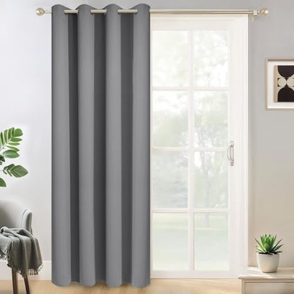 Yakamok Grey Room Darkening Curtains 84 inch Gray Sliding Door Drapes - color: Grey, size: 52"W x 84"L (Pack of 1)