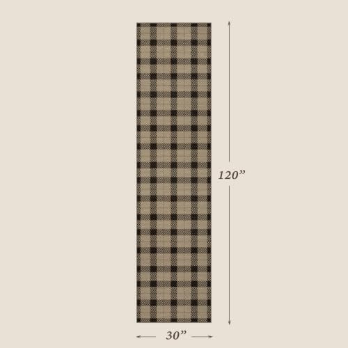 JTJ Easy Jute Kitchen Runner Rug 2'6" x 10', Black & Beige Plaid, Washable - color: Beige Plaid, size: 2'6" x 10' (Runner)