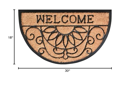 Calloway Mills 10009 Welcome Scroll Coir and Rubber Heavy-Duty 18" X 30" Doormat - color: Welcome Scroll